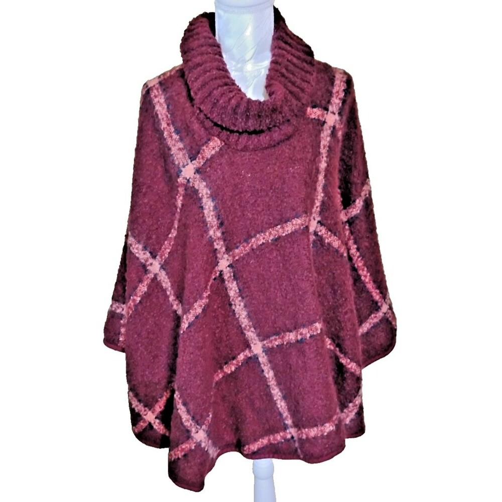 Established 1946 Women Red Poncho OSFA Super cozy Classic flowy, Classic Retro